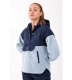 Maraton Comfort Kadın Kapüşonlu Sisli Mavi Sweatshirt
