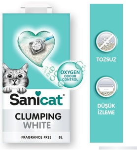 Clumping White Topaklanan Kedi Kumu (Kokusuz) 8L
