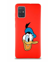Samsung Galaxy A71 Soft Premier Kapak Donald Duck-A Tasarımlı Silikon Kılıf - Kırmızı (Şeffaf)