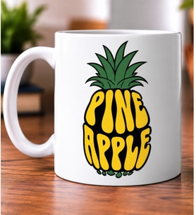 Pineapple Yazılı Ananas Desenli Meyve Severlere Hediye Porselen Kupa Bardak