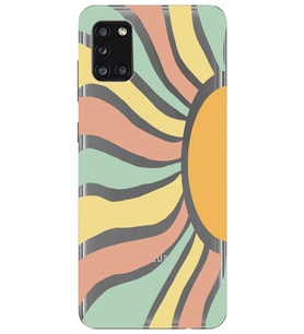 Samsung Galaxy A31 Uyumlu Güneş Desenli Şeffaf Telefon Kılıfı