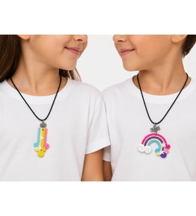 Best Friends Gökkuşağı ve Yıldız Detaylı İkili Çocuk Kolyesi Hediye