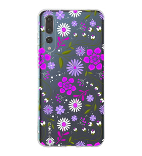Huawei P20 Pro Uyumlu Kapak Flowers Tasarımlı Şeffaf Silikon Kılıf