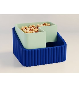 3D Baskı Fıstık Kasesi - Çift Hazneli Kabuk Ayırıcı Sunum Kasesi - Mavi Mint
