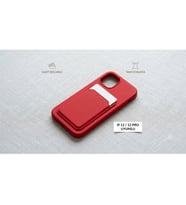 iPhone 12 12 Pro Uyumlu Kartlıklı Deri tasarımlı PU Silikon Kılıf - Kırmızı