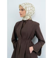 Armine Saf İpek Sura Eşarp-2026 İlkbahar-Yaz- 953800D (Krem - Yeşil)