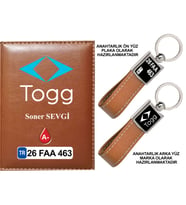 Plakanıza Özel TOGG Logolu Taba Ruhsat Kabı ve Anahtarlık