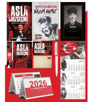 Asla Vazgeçme - Ayraç - Kartpostal - Poster - Nazım Hikmet -  2026 Ajanda Kalpaklı - Ay Yıldız Duvar Takvimi - Masa Takvimi