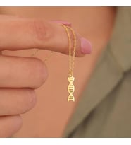 Kişiye Özel 925 Ayar Gümüş Minimal DNA Sarmal Kolye (Gold)