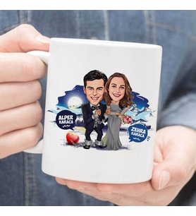 Kişiye Özel Her Zaman Beraberiz Karikatürlü Kupa Bardak