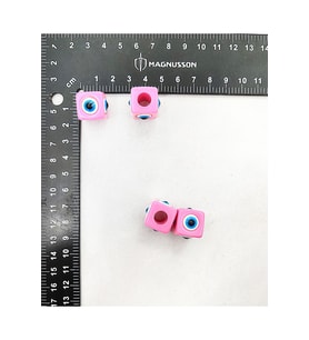 EL BOYAMA AKRİLİK NAZAR BONCUĞU (10 ADET) (Pembe)
