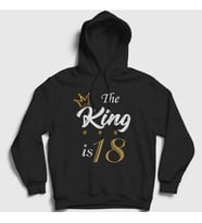 Presmono Unisex Siyah 18 Yaş Doğum Günü Hediye Birthday King Kapüşonlu Sweatshirt 531098tt