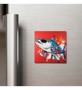 Swordfish - Kılıçbalığı - Güneş Gözlüklü Style - Buzdolap Magneti - 9x9 Cm