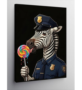 Kanvas Tablo Lolipoplu Polis Zebra
