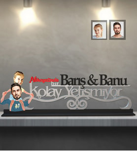 Kişiye Özel Babalar Günü Baba Kız Çocuk Karikatürlü Kolay Yetişmiyor Ahşap Biblo Model-2