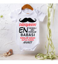 Babalar Gününe Özel Bebek İsim Yazılı Çıtçıtlı Bebek Body Zıbın