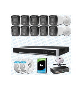 Provzen Hikvision 10’lu İP 4MP Güvenlik Kamerası Seti Colorvu Mikrofonlu Olay Anında Bildirim