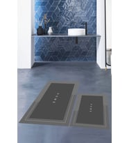 EVDEYA Dijital Baskılı Yıkanabilir Home Yazılı İkili Banyo Paspası Klozet Takımı, KLOZET-3-GRİ, (Gri)