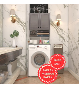 Kenzlife membran çamaşır makinesi dolabı hayzum gribyz panjur 180*66*55 mebran kapak MDF gövde (Beyaz)