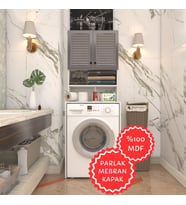 Kenzlife membran çamaşır makinesi dolabı hayzum gribyz panjur 180*66*55 mebran kapak MDF gövde (Beyaz)