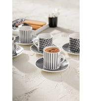 Emsan Fernanda New Bone 6 Kişilik Kahve Fincan Takımı 90 ml Siyah