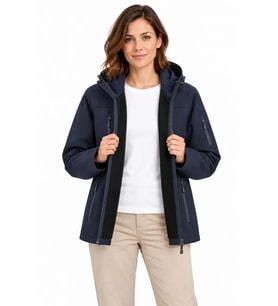 Su Geçirmez Softshell İçi Polar Astarlı Çıkarılabilir Kapüşonlu 4 Cepli Mont Ceket - Lacivert