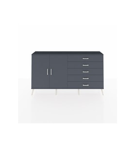 Arges Konsol 4 Raflı 5 Çekmeceli 2 Kapaklı 176x30x99 Antrasit-Antrasit