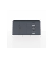 Arges Konsol 4 Raflı 5 Çekmeceli 2 Kapaklı 176x30x99 Antrasit-Antrasit
