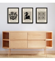Henri Matisse 3'lü Alüminyum Çerçeveli Poster Seti - Önden Açılır A3 Açılır Kapanır Çerçeve Seti Siyah Beyaz Minimalist