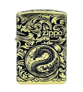 Zippo Armor® Dragon & Arabesque 360° Multi Cut Deep Carve Black - Epoxy Infill Dizayn Özel Seri Çakmak