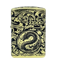 Zippo Armor® Dragon & Arabesque 360° Multi Cut Deep Carve Black - Epoxy Infill Dizayn Özel Seri Çakmak