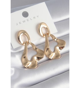 Pirinç Gold Renk Plaka Halka Model Kadın Küpe