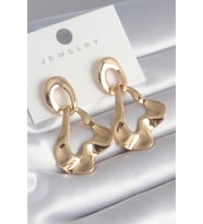 Pirinç Gold Renk Plaka Halka Model Kadın Küpe