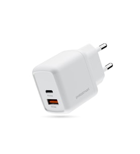 Polosmart PBS137 Hızlı 1 USB 1 PD Çıkışlı 30W Şarj Adaptörü Duvar Şarjı Beyaz