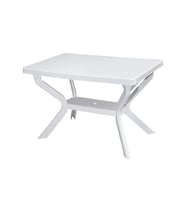 Omnipazar MT-GF240 Prima Roccia Plastik Dikdörtgen Bahçe Balkon Masa 70x110 cm (Beyaz)