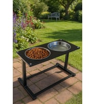 OK-AY Store Aybisev 4 XL Boy Büyük Irk Köpekler İçin Yükseltilebilir Metal Mama Su Kabı Standı Siyah