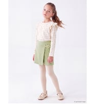 LCW Kids Ekru Fırfırlı Çiçekli Kız Çocuk Şort Takım