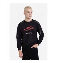 Defacto Boxy Fit Bisiklet Yaka Baskılı Siyah Erkek Sweatshirt F8660AX/BK81