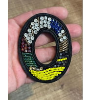8X6 CM PUL PAYETLİ NAKIŞ İŞLEMELİ O HARFİ APLİK YAMA ARMA AKSESUAR