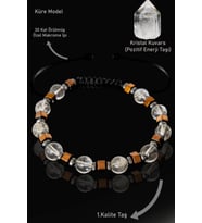 Sertifikalı Gerçek Rose Hematit - Kristal Kuvars Taşı Bileklik - 6 mm (Çok Renkli)