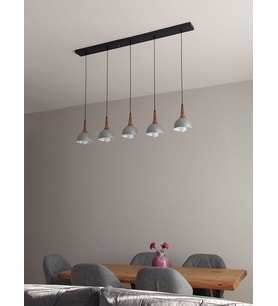 MYLİGHTS  SIRALI  BEŞLİ MASA ÜSÜTÜ SARKIT AVİZE RETRO AVİZE MODERN AVİZE  120 CM (Siyah)