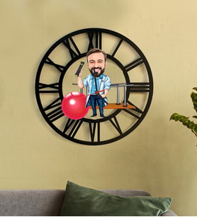 Kişiye Özel Fizyoterapist Karikatür 3D Ahşap Mdf Duvar Saati 106
