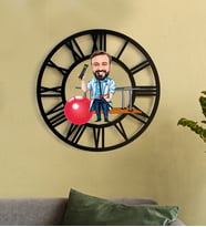 Kişiye Özel Fizyoterapist Karikatür 3D Ahşap Mdf Duvar Saati 106