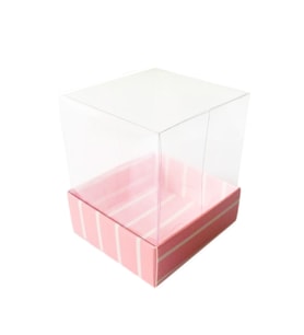 Asetat Kutu Altı Karton Çizgili Model 5x5x5 CM (25 Adet)  Pembe