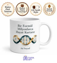mRNA Aşısı Hayat Kurtaran Formül Bilim Temalı Baskılı Kupa Bardak Hediye
