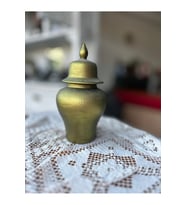 25 cm Ceviz, Yeşil Renkli, Seramik, Şah Küp, Vazo (Çok Renkli)