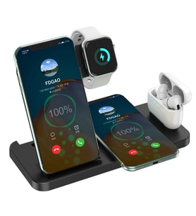 Pazariz 4 in1 Wireless Charger Kablosuz Şarj İstasyonu Standı 15 Watt Siyah