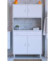 Eliusta Nordi 4 Kapak 2 Raflı Beyaz Dolap 95x173x32,5 cm Çekmeceli Çok Amaçlı Banyo/Mutfak Dolabı