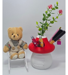 CEVİZDİZAYN BABYBEAR MİNİ SALLANAN SANDALYE AYICIK & 3 GÖZLÜ KALEMLİK SETİ 🧸✏️
