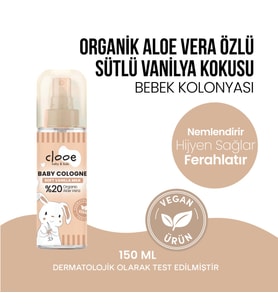 Aloe Vera Katkılı Huzur Veren Ferahlatıcı Vanilya ve Süt Kokulu Bebek Kolonyası 150 ml